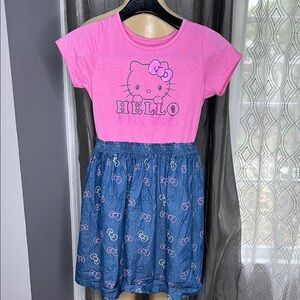 Hello Kitty Pink and Blue Kids Dress Sz 10/12